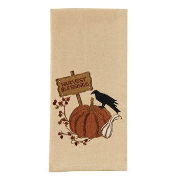 Crow Pumpkin Emb Dishtowel