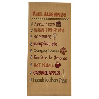 Fall Blessings Embroidered Dishtowel