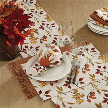 Fall Leaves & Wheat Table Runner 13X54