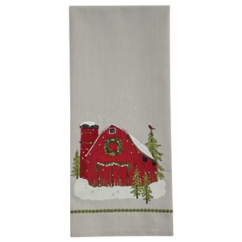 Barn Printed/Embroidered Dishtowel