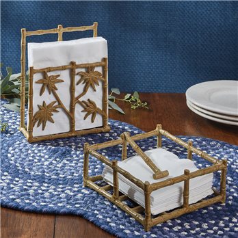 Bamboo Cast Metal Beverage Napkin Holder