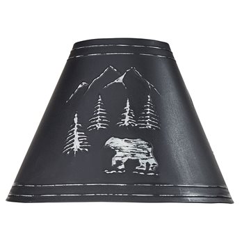 Black Bear Embossed Metal Lampshade 14"