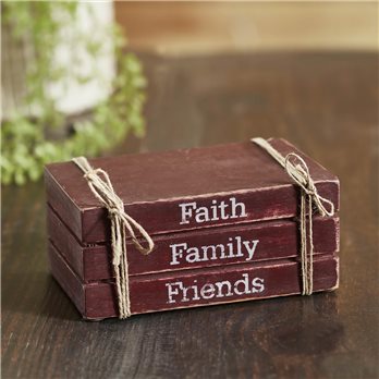 Faith Family Friends Faux Book Stack 2.5x6x4