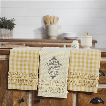 Buzzy Bees Ruffled Tea Towel Set of 3 19x28