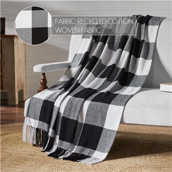 Annie Buffalo Check Black Woven Throw 50x60