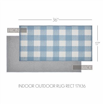 Annie Buffalo Check Blue Polyester Rug Rect 17x36