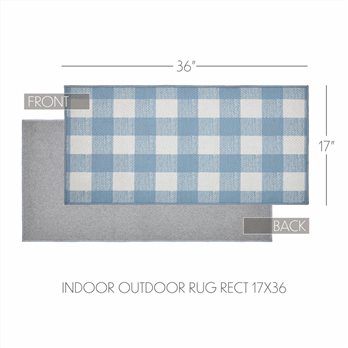 Annie Buffalo Check Blue Polyester Rug Rect 17x36