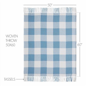 Annie Buffalo Check Blue Woven Throw 50x60