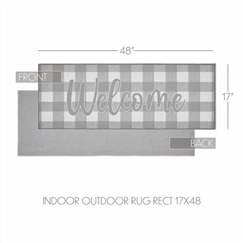 Annie Buffalo Check Grey Welcome Polyester Rug Rect 17x48