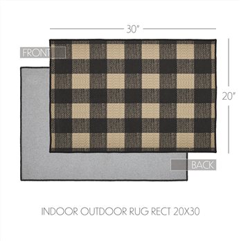 Black Check Polyester Rug Rect 20x30