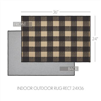Black Check Polyester Rug Rect 24x36