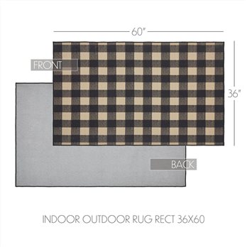 Black Check Polyester Rug Rect 36x60