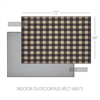 Black Check Polyester Rug Rect 48x72