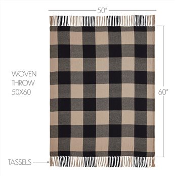 Black Check Woven Throw 50x60