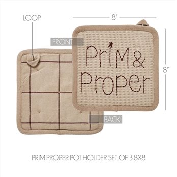 Connell Prim &amp; Proper Pot Holder Set of 3 8x8