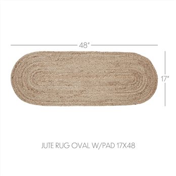 Natural Jute Rug Oval w/ Pad 17x48