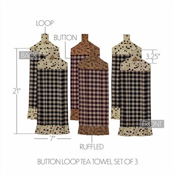 Pip Vinestar Button Loop Tea Towel Set of 3