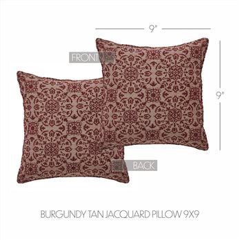 Custom House Burgundy Tan Jacquard Pillow 9x9