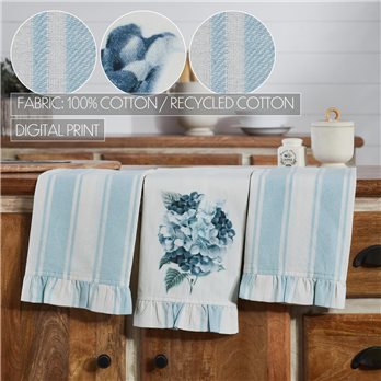 Finders Keepers Hydrangea Ruffled Tea Towel Set of 3 19x28