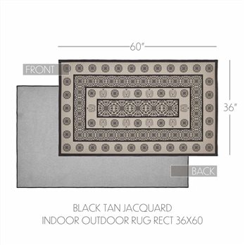 Custom House Black Tan Jacquard Polyester Rug Rect 36x60