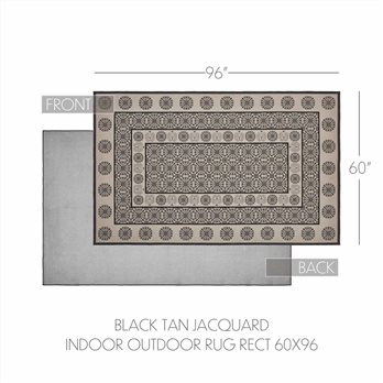 Custom House Black Tan Jacquard Indoor/Outdoor Rug Rect 60x96