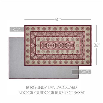 Custom House Burgundy Tan Jacquard Polyester Rug Rect 36x60