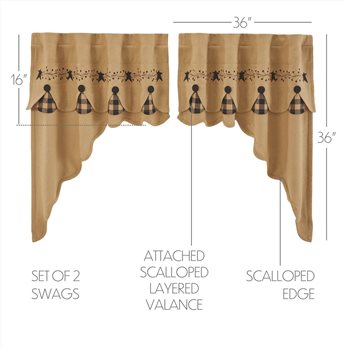 Pip Vinestar Scalloped Layered Swag Set of 2 36x36x16