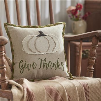 Harvest Blessings Applique Pumpkin Give Thanks Pillow 12x12