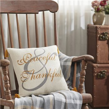 Harvest Blessings Peaceful &amp; Thankful Woven Pillow 14x14