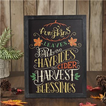 Harvest Blessings Phrases Black Border Wall Sign 16x12