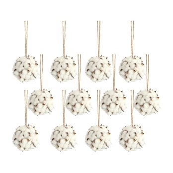 Cotton Orb with Twine Hanger (Set of 12)