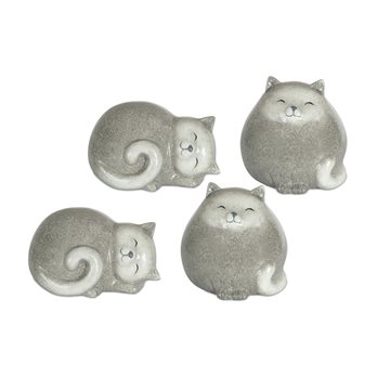 Happy Terra Cotta Cat Shelf Sitter (Set of 4)