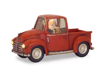 LED Snow Globe Truck with Santa 11.25"L
