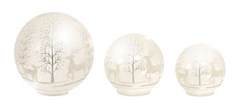 LED Frosted Glass Woodland Deer Orb (Set of 3)