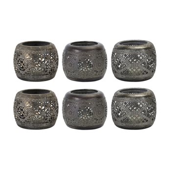 Ornamental Punched Metal Candle Holder (Set of 4)