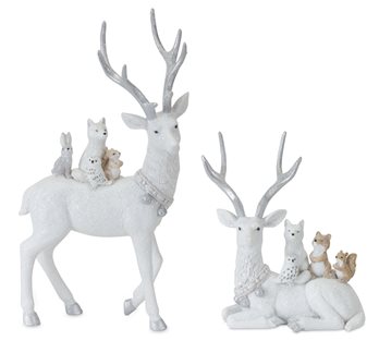Winter Deer with Woodland Friends Figurine (Set of 2)