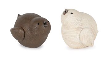 Modern Wood Grain Design Bird Figurine (Set of 2)