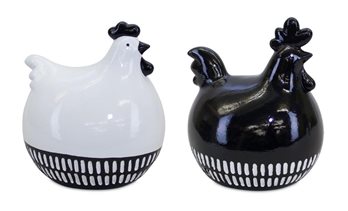 Modern Black and White Chicken Decor (Set of 2)