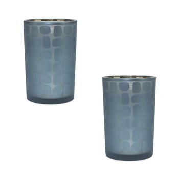 Navy Frosted Glass Candle Holder (Set of 2)