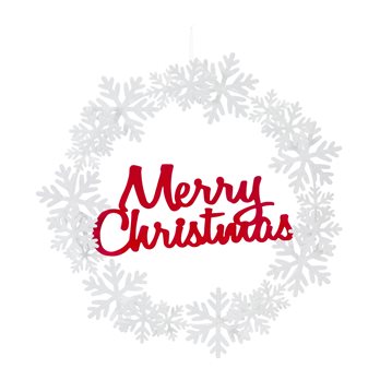 Metal Cut Out Merry Christmas Wreath 19.25"D
