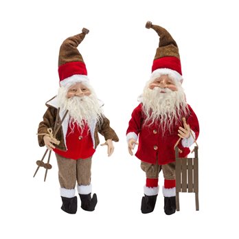 Vintage Elf Santa Figurine with Sled and Ski Accents (Set of 2)