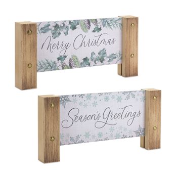 Wooden Tabletop Holiday Sentiment Plaque (Set of 4)