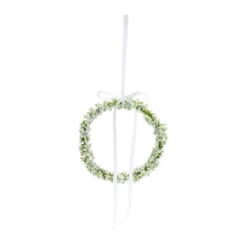 Frosted Winter Mini Leaf Wreath with Ribbon Tie Accent (Set of 6)