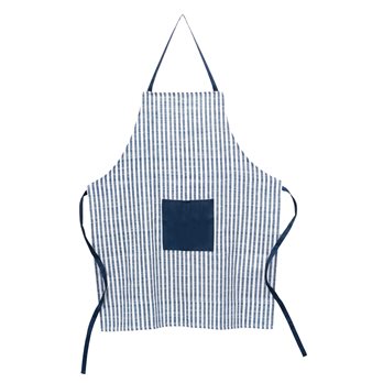 Blue and White Striped Kitchen Apron 50"H