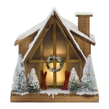 Vintage Ski Lodge Lighted Display 14.5"H