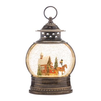 LED Snow Globe with Santa's Sleigh 11.5"H