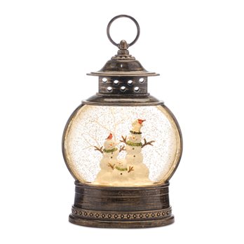 LED Snow Globe with Snowman Family 11.5"H