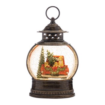 LED Snow Globe with Pickup Truck 11.5"H