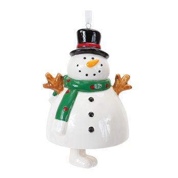 Ceramic Snowman Bell Ornament (Set of 12)