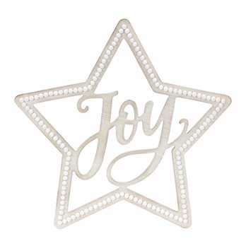 Beaded Wood Star with Joy Sentiment (Set of 2)